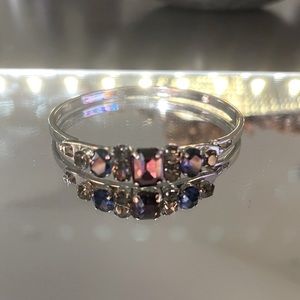 Blue silver & clear sparkly silver bangle bracelet